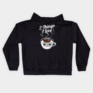 Cat And Coffee Cup 2 Things I Love On Purrsday Kids Hoodie